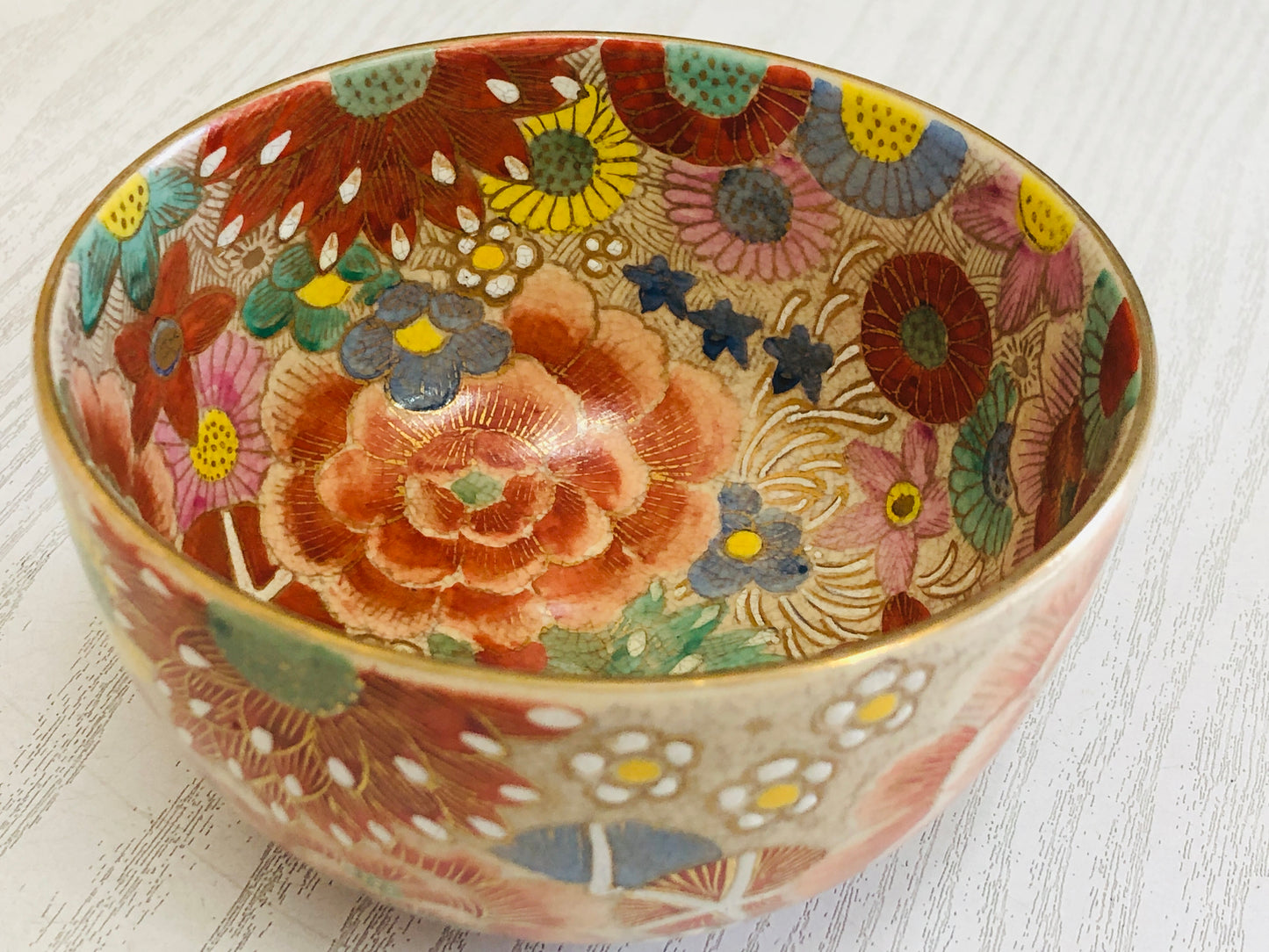 Y3720 CHAWAN Satsuma-ware signed box Japan antique tea ceremony bowl cup