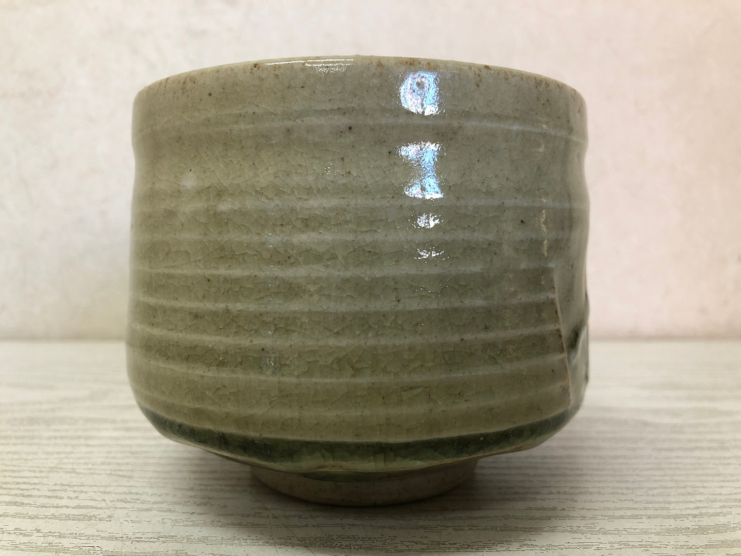 Y3738 CHAWAN Seto-ware signed Japan antique tea ceremony bowl cup pottery