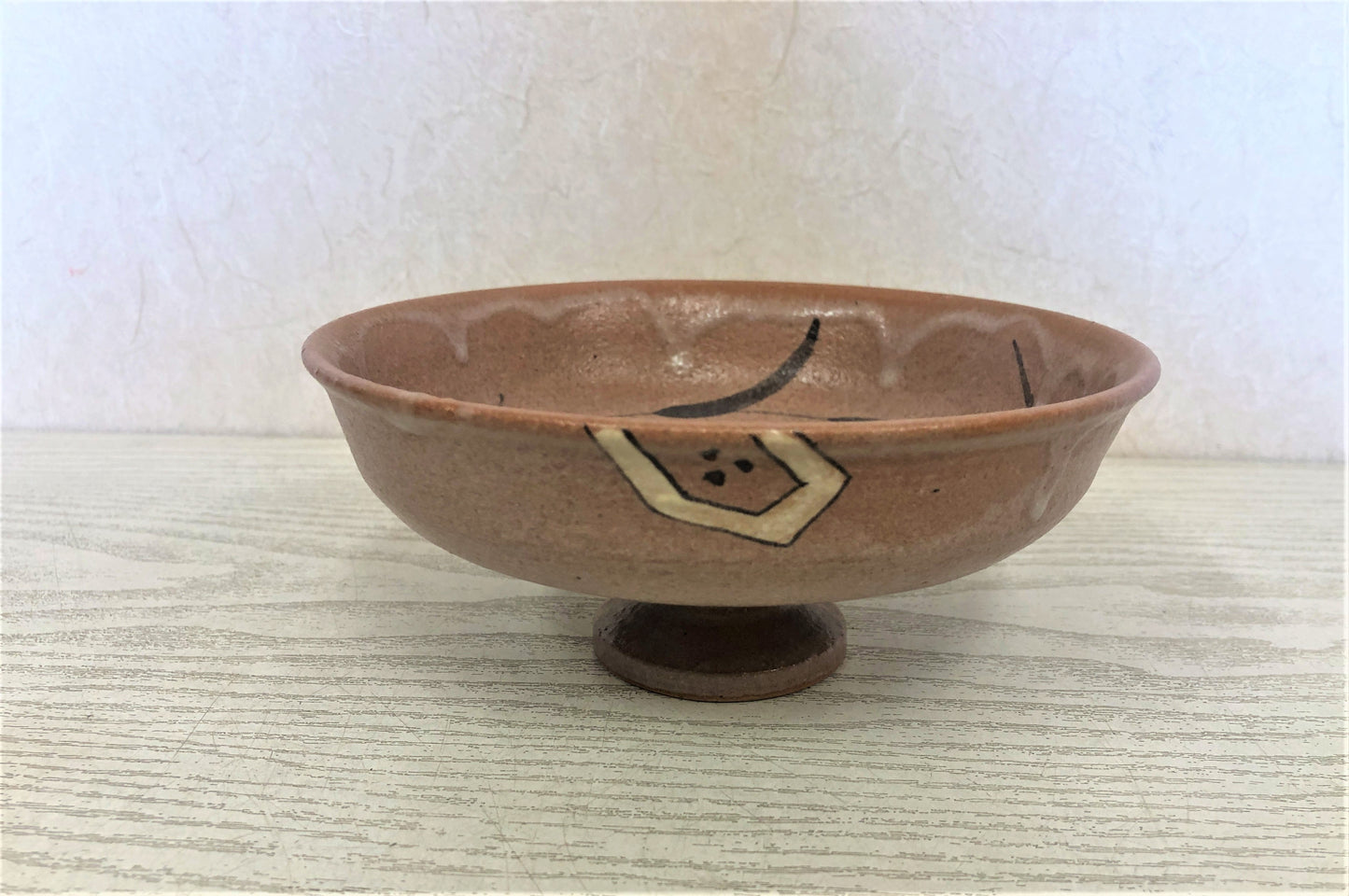 Y3775 CHAWAN Oribe-ware Red signed box Japan antique tea ceremony bowl pottery