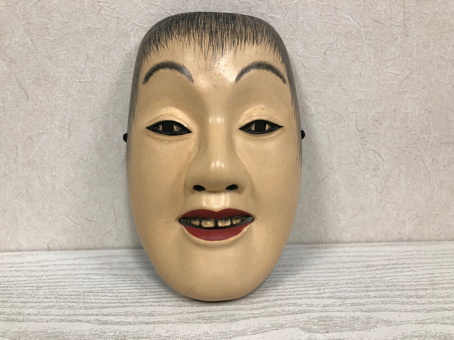 Y3800 NOH MASK wood carving Woman signed Japan antique omen vintage dance drama