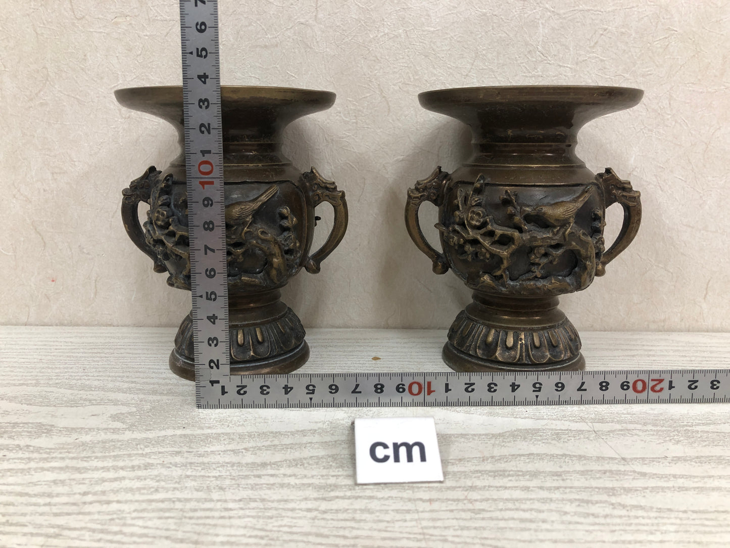 Y3823 Buddhist Altar Equipment Flower Vase pair Japan Buddhism interior antique