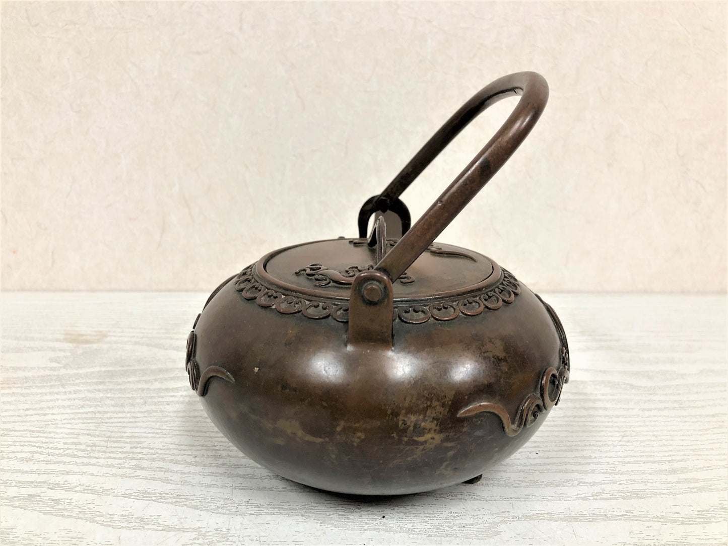 Y3868 CHOUSHI Copper Dragon Sake container Japanese antique Japan vintage sake