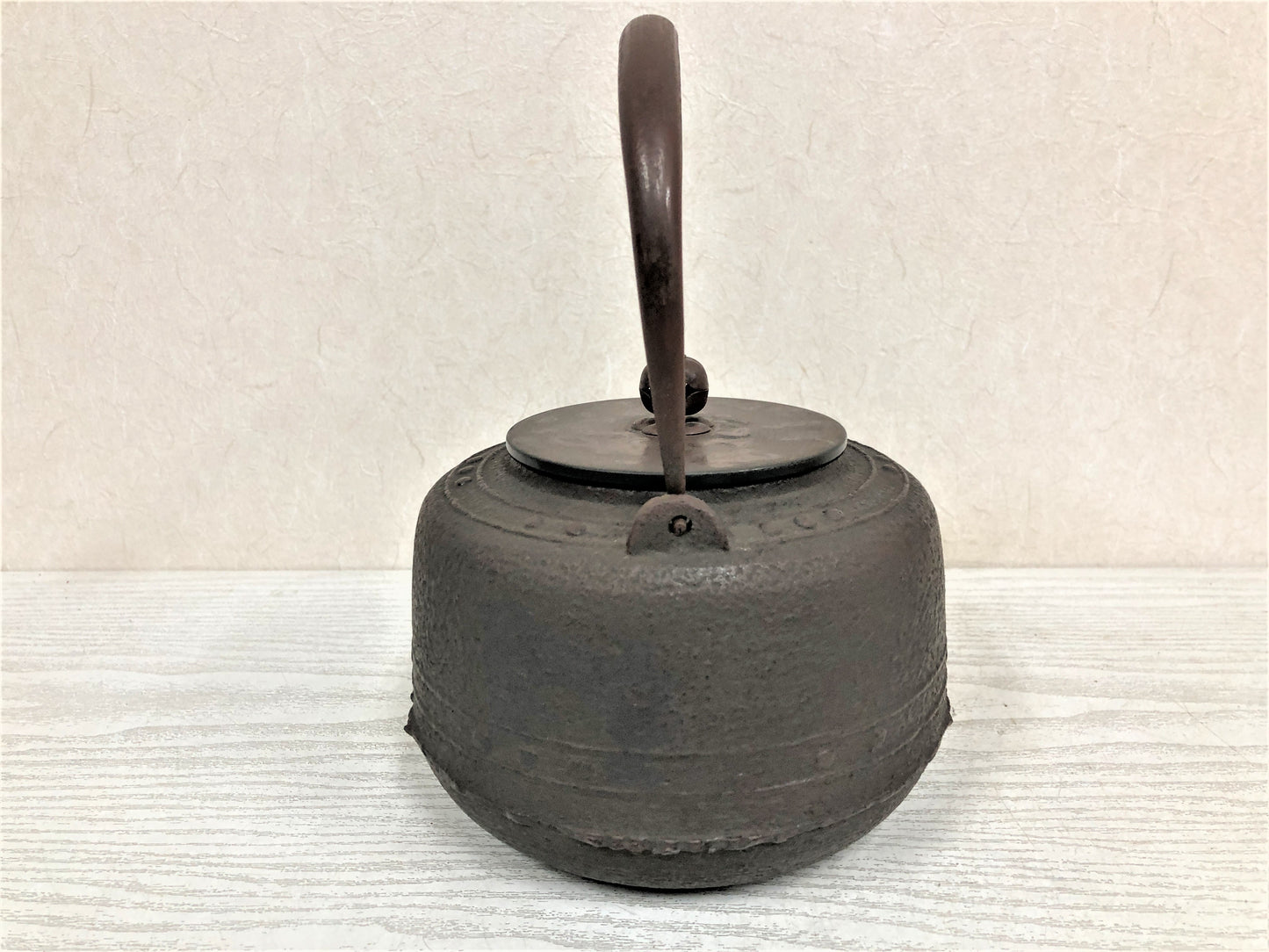 Y3869 TETSUBIN Iron pot Copper lid Iron Tea Kettle Teapot Japan antique kitchen