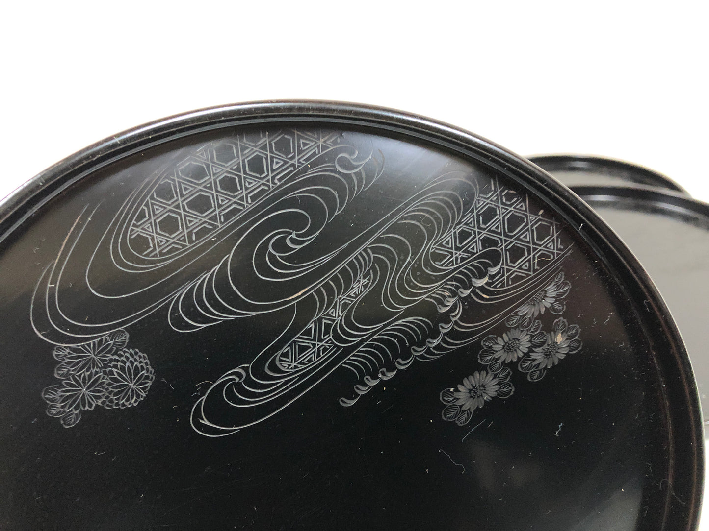 Y3907 DISH Gold-inlaid lacquerware set of 5 Japan antique vintage tableware