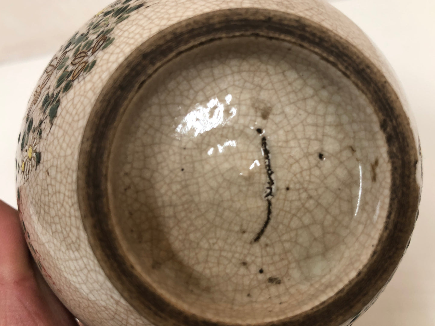Y3915 CHAWAN Satsuma-ware flower Japan antique tea ceremony bowl cup pottery