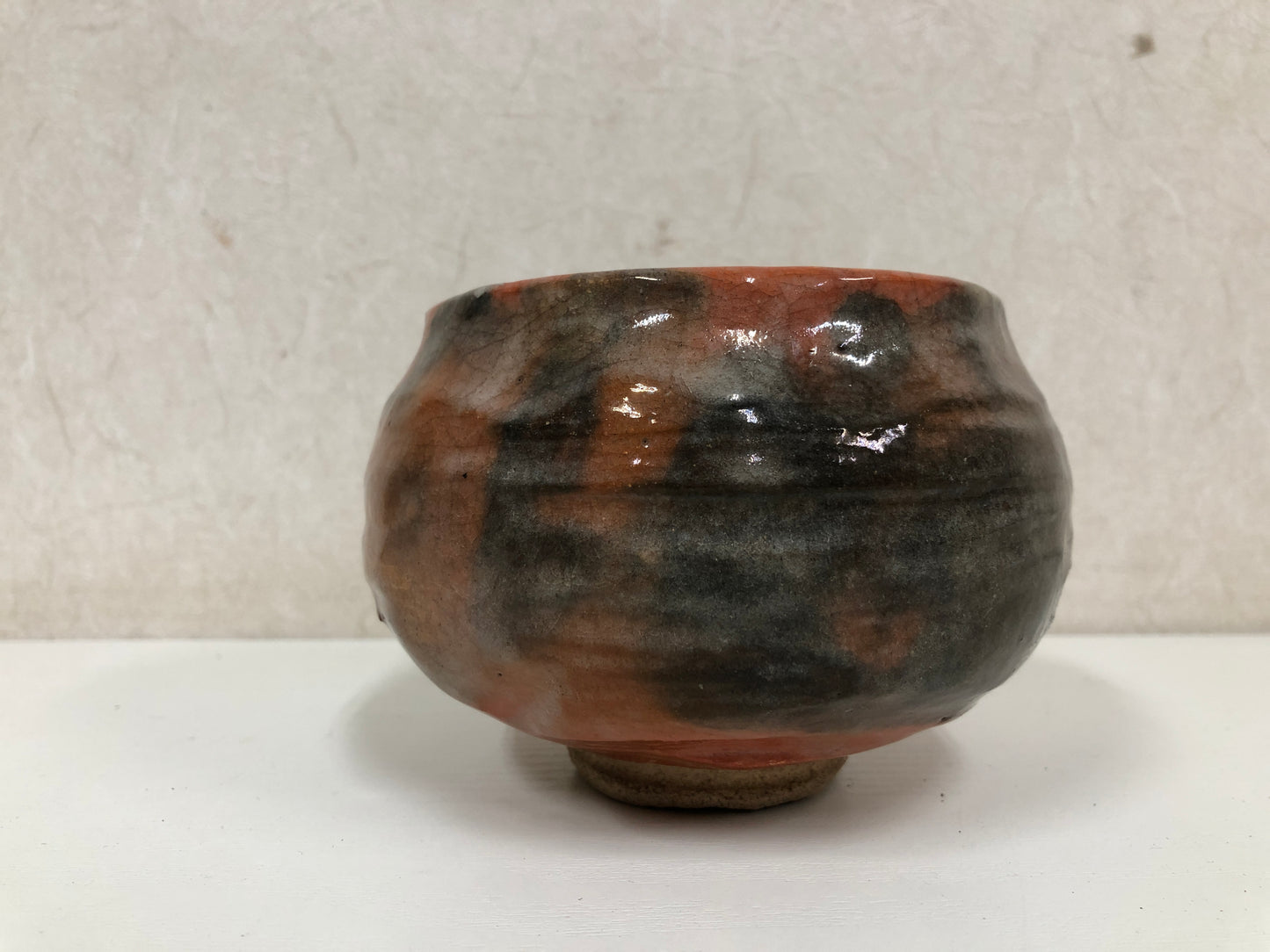 Y3936 CHAWAN Raku-ware Red kintsugi 12th Kounyu signed box Japan tea ceremony