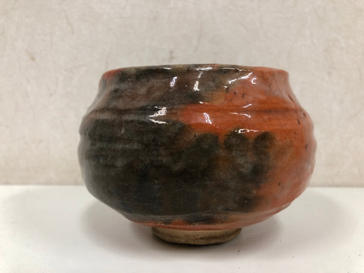 Y3936 CHAWAN Raku-ware Red kintsugi 12th Kounyu signed box Japan tea ceremony