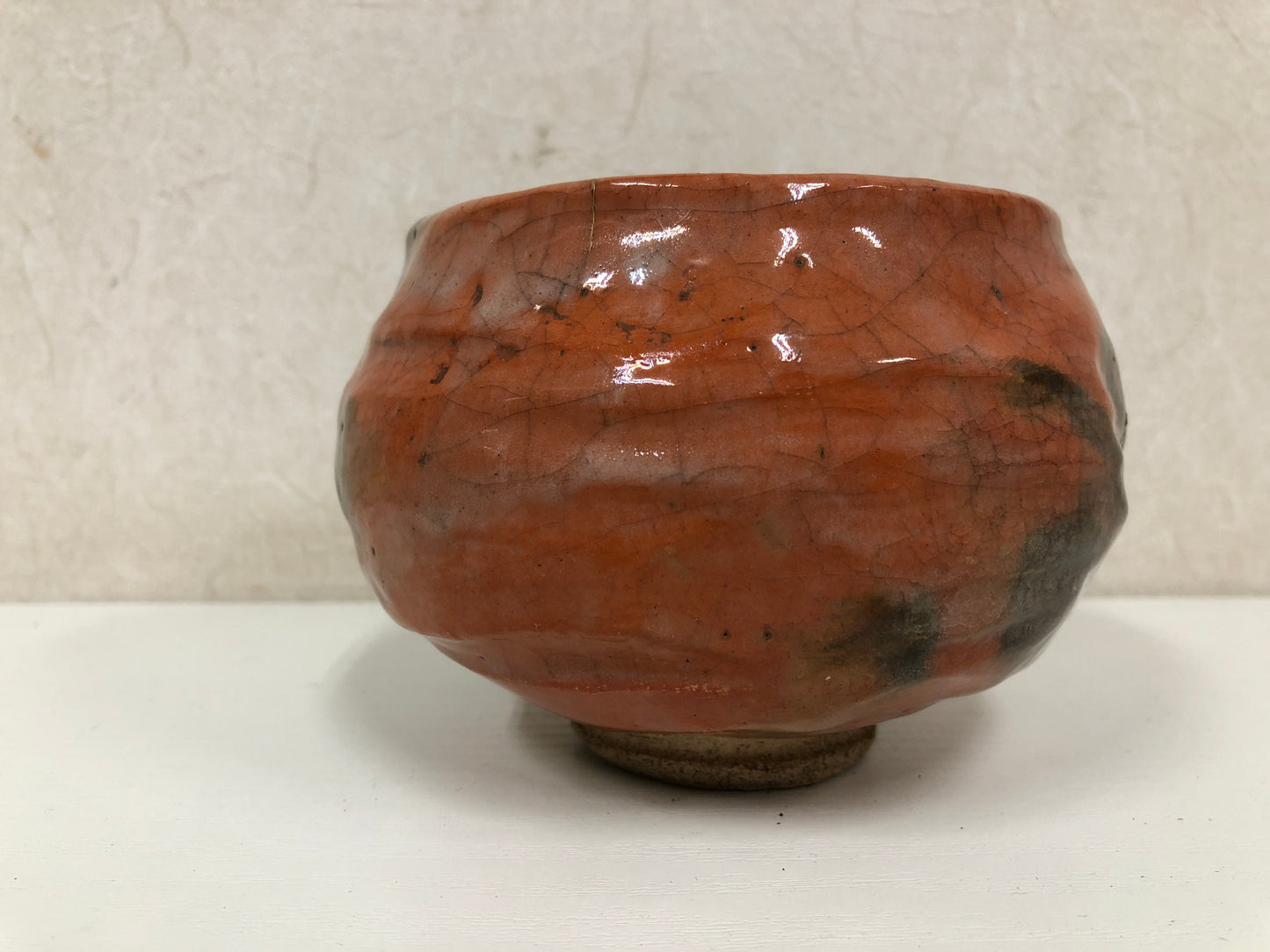 Y3936 CHAWAN Raku-ware Red kintsugi 12th Kounyu signed box Japan tea ceremony