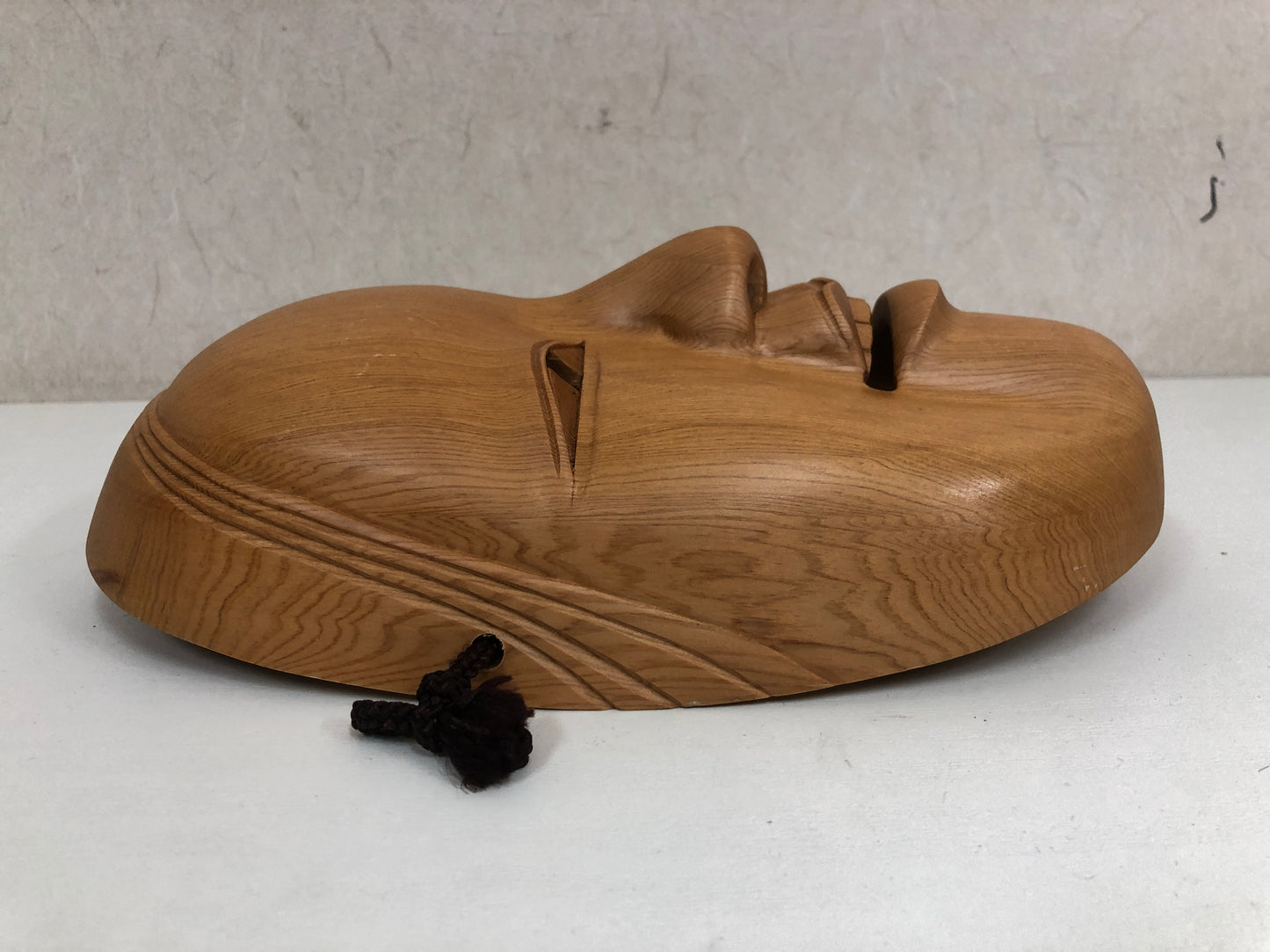 Y3958 NOH MASK wood carving ko-omote young girl Japanese antique omen vintage