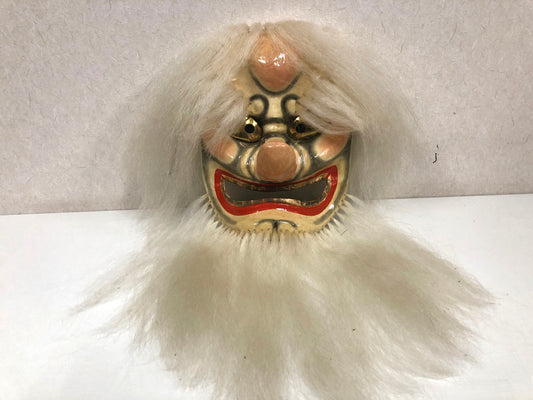 Y3965 MASK papier-mache white Tengu yokai Japanese antique omen vintage Japan