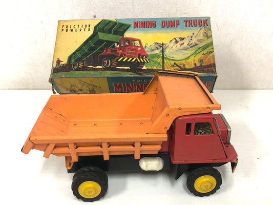 Y3974 TIN TOY Nomura Toy Dump Truck dumper trailer box Japanese antique vintage