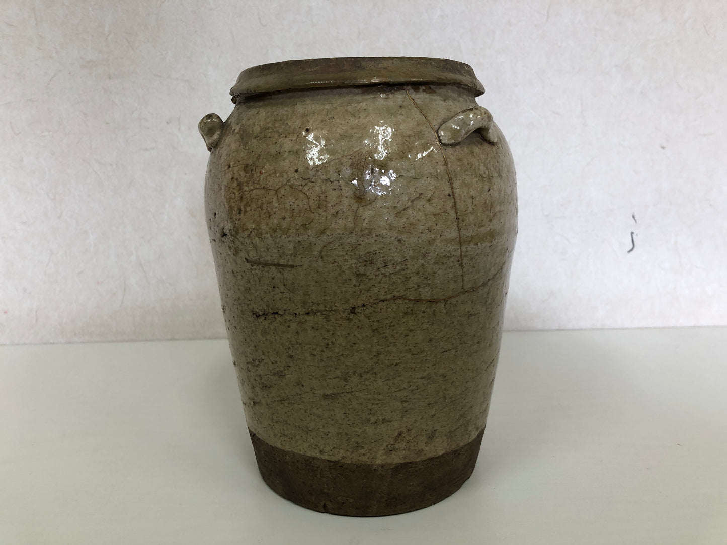 Y3976 MIZUSASHI Ko-seto 3 grips water pot kintsugi Japan Tea Ceremony antique