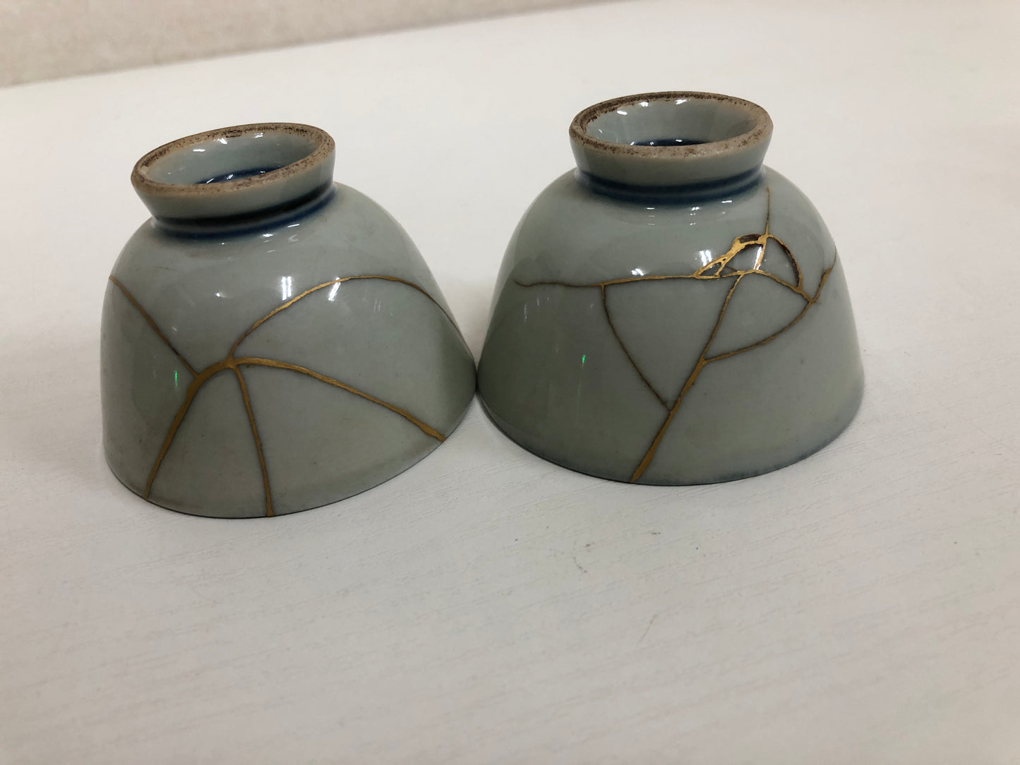 Y3980 CHAWAN Mokubei Sencha bowl set of 5 kintsugi Japan antique tea pottery
