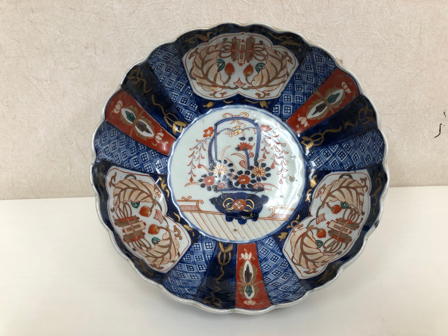 Y3983 CHAWAN Imari-ware color picture Folower Basket Japan confectionery bowl