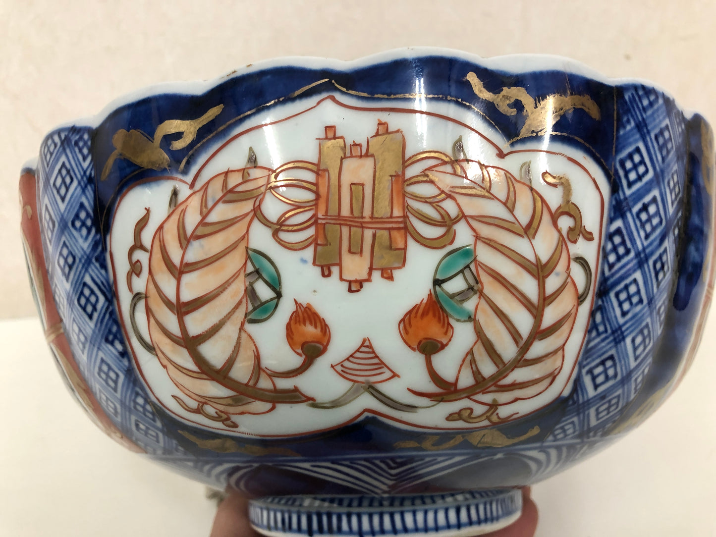 Y3983 CHAWAN Imari-ware color picture Folower Basket Japan confectionery bowl