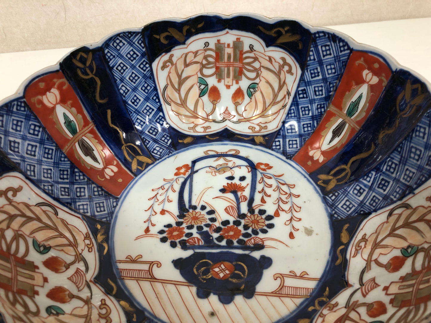 Y3983 CHAWAN Imari-ware color picture Folower Basket Japan confectionery bowl