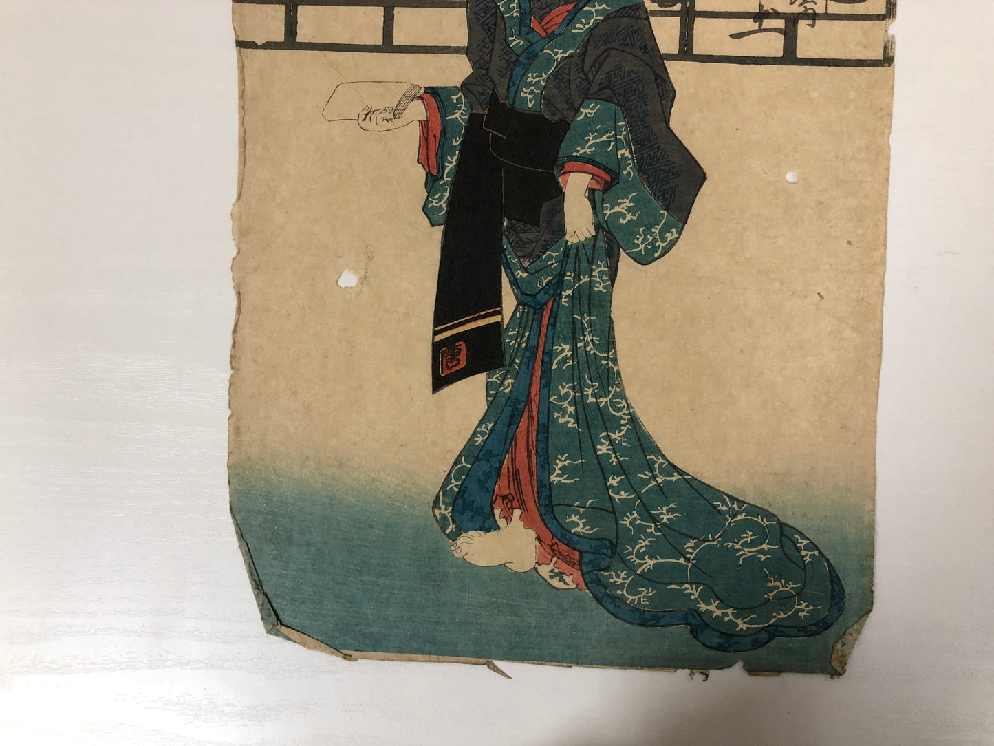 Y4007 WOODBLOCK PRINT kimono beauty no signature Japan Ukiyoe interior antique