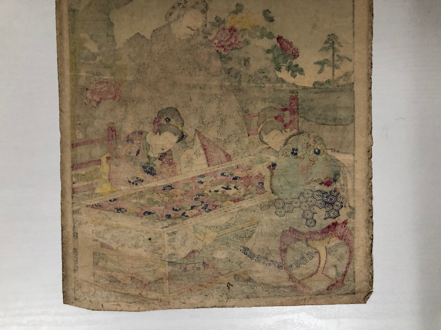 Y4014 WOODBLOCK PRINT Chikanobu sewing Japan Ukiyoe art interior antique decor