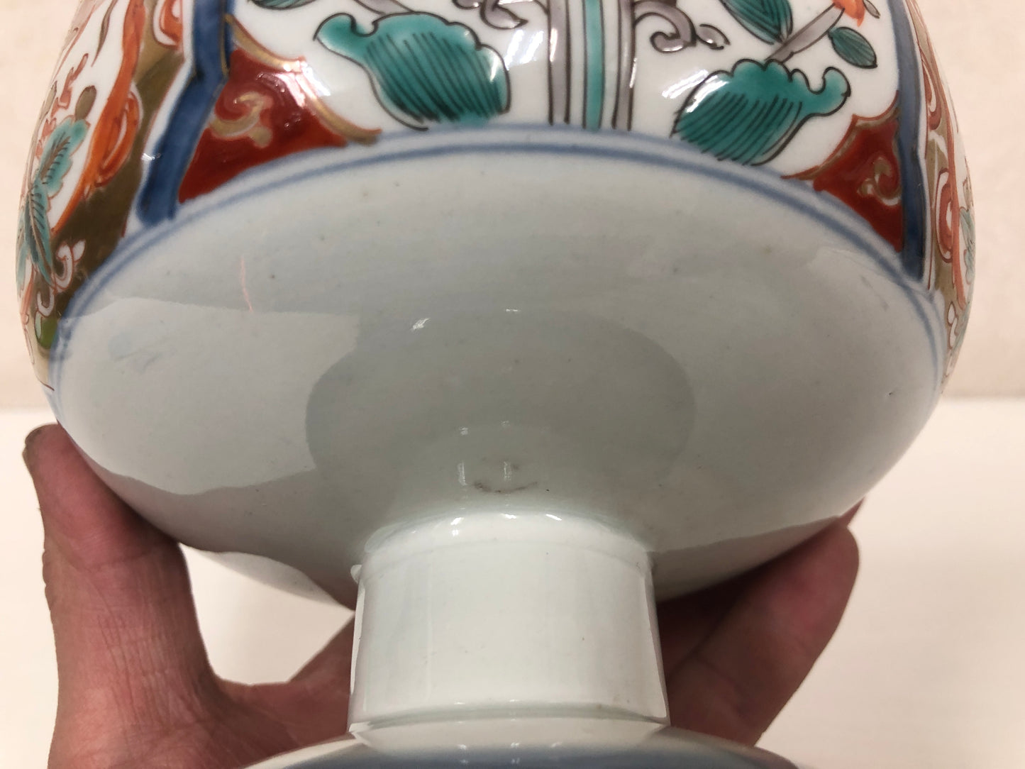 Y4042 HAISEN Imari-ware color picture Wash Basin foot Japanese antique vintage