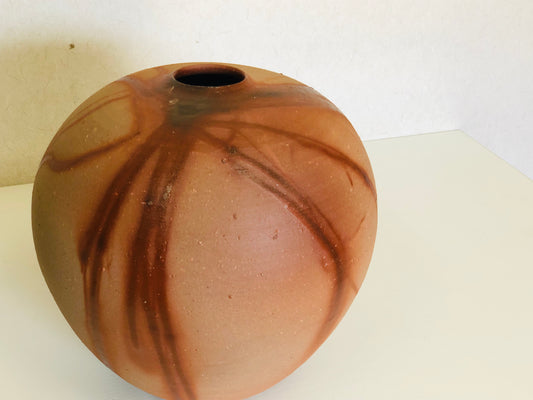 Y4066 FLOWER VASE Bizen-ware signed box Hidasuki Japan ikebana decor antique