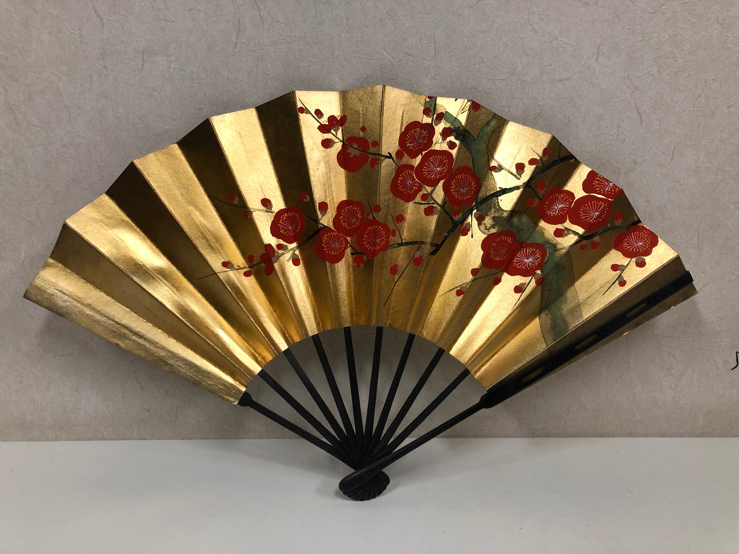 Y4078 SENSU Dancer's Fan plum blossom Japan antique vintage kimono accessory
