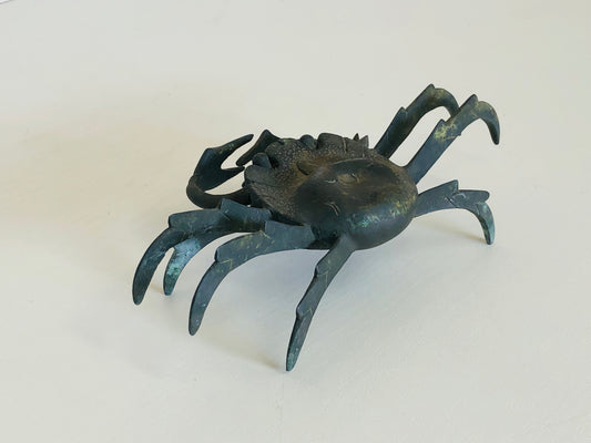 Y4089 OKIMONO old Copper Crab figure figurine Japan antique vintage decor