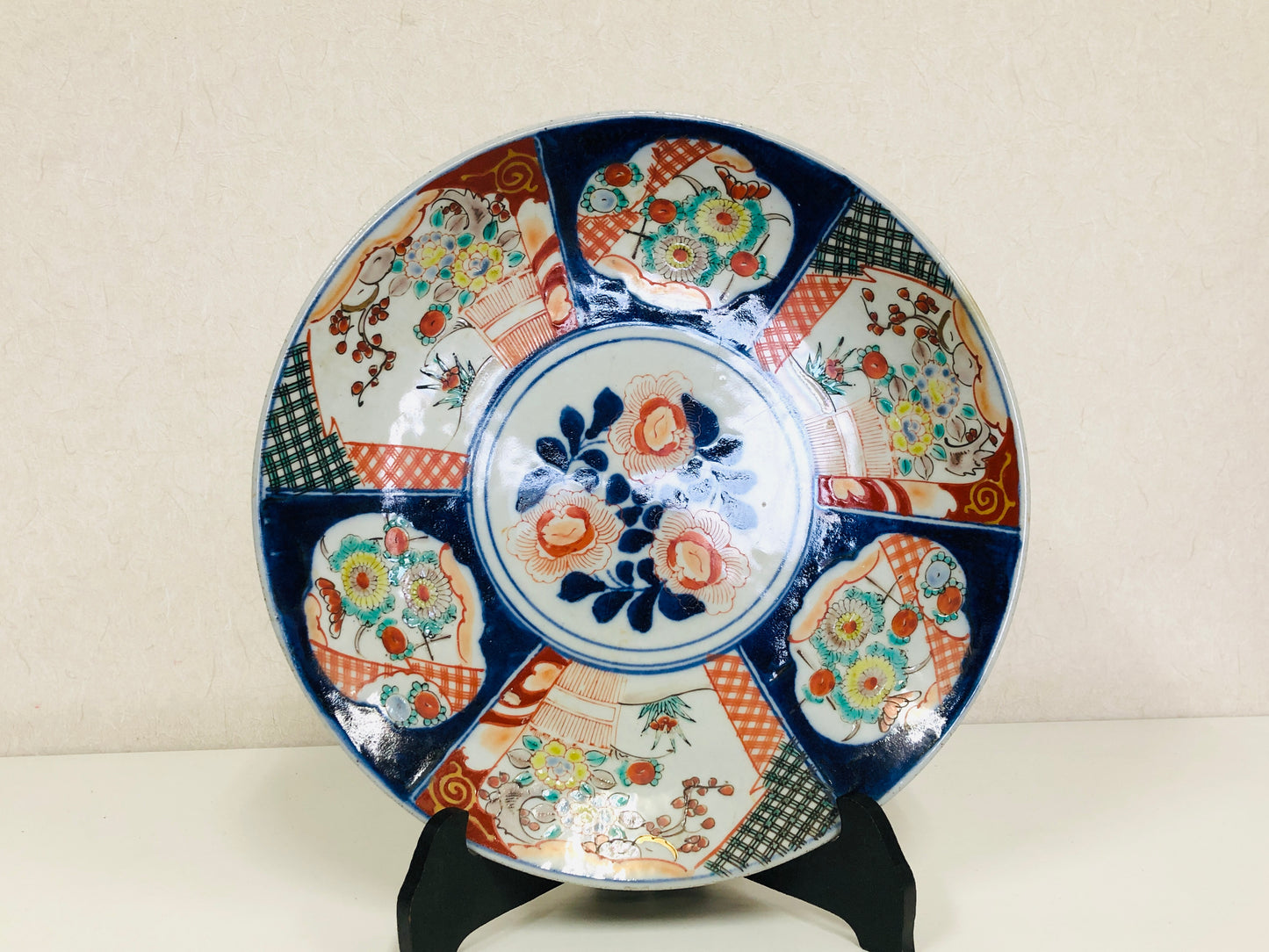 Y4096 DISH Imari-ware color picture platter 31cm Japan antique plate tableware