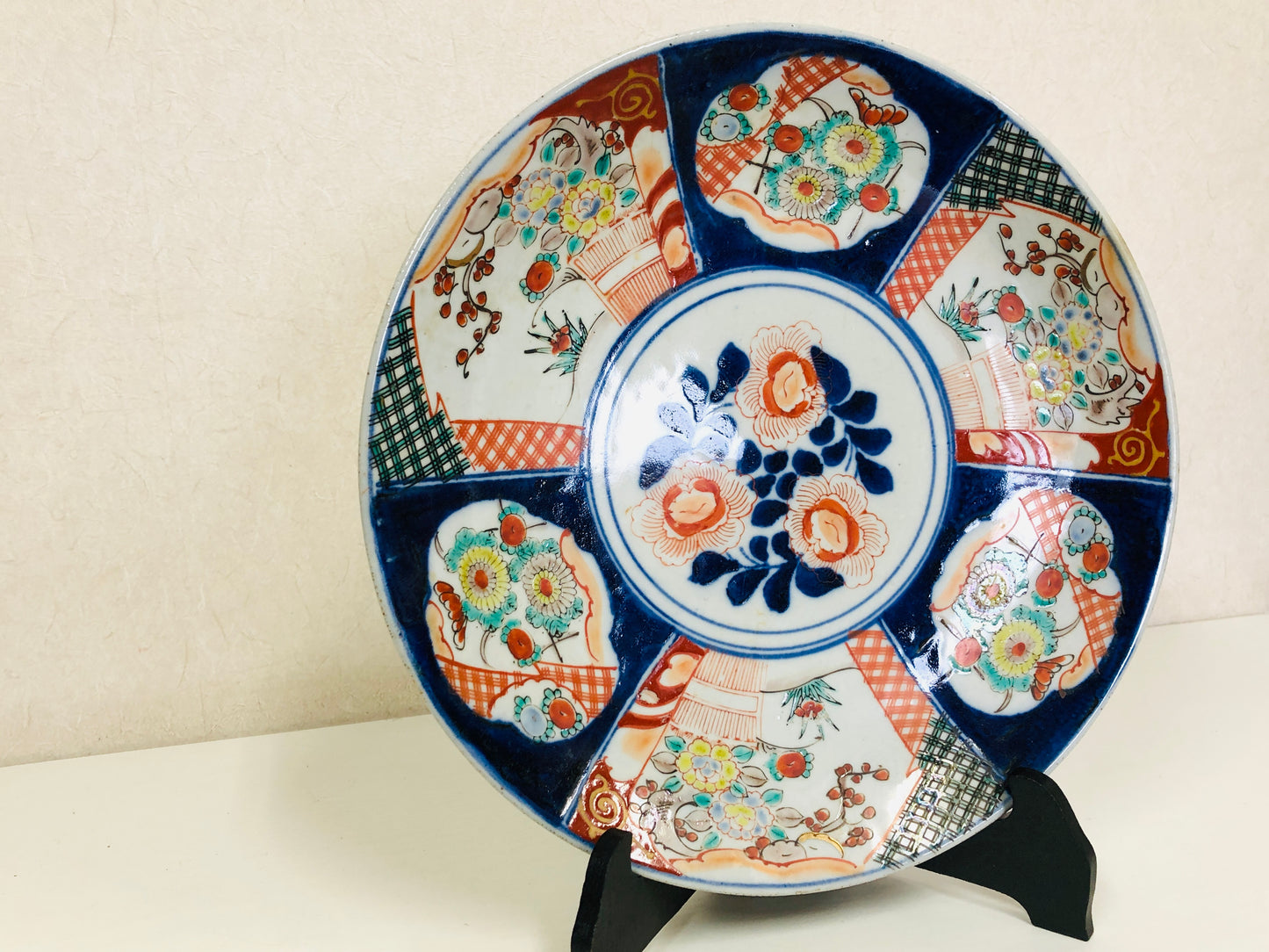 Y4096 DISH Imari-ware color picture platter 31cm Japan antique plate tableware