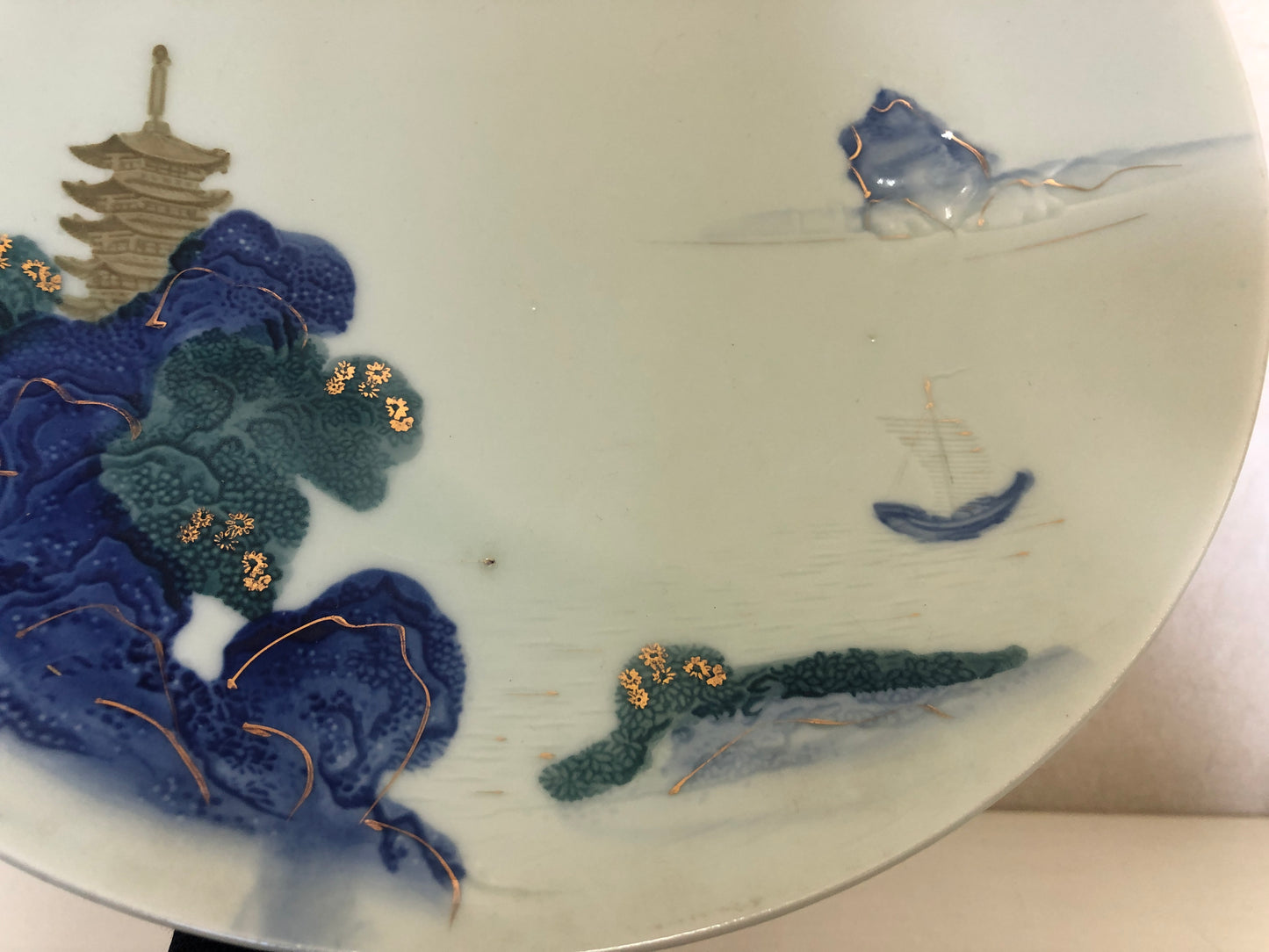 Y4097 DISH Arita-ware five-story pagoda Japan antique vintage plate tableware