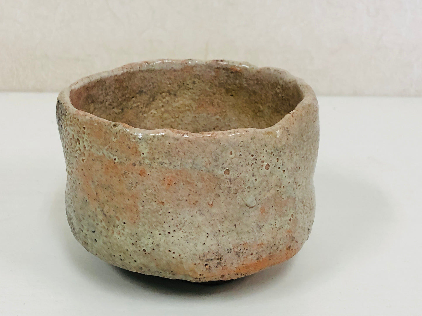 Y4110 CHAWAN Raku-ware Red small Japan antique tea ceremony pottery bowl