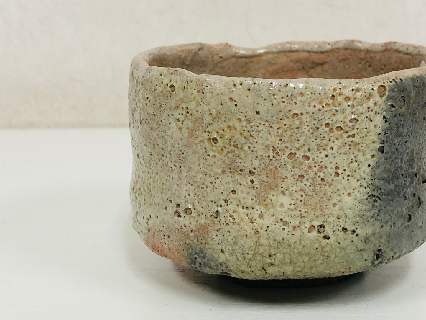 Y4110 CHAWAN Raku-ware Red small Japan antique tea ceremony pottery bowl