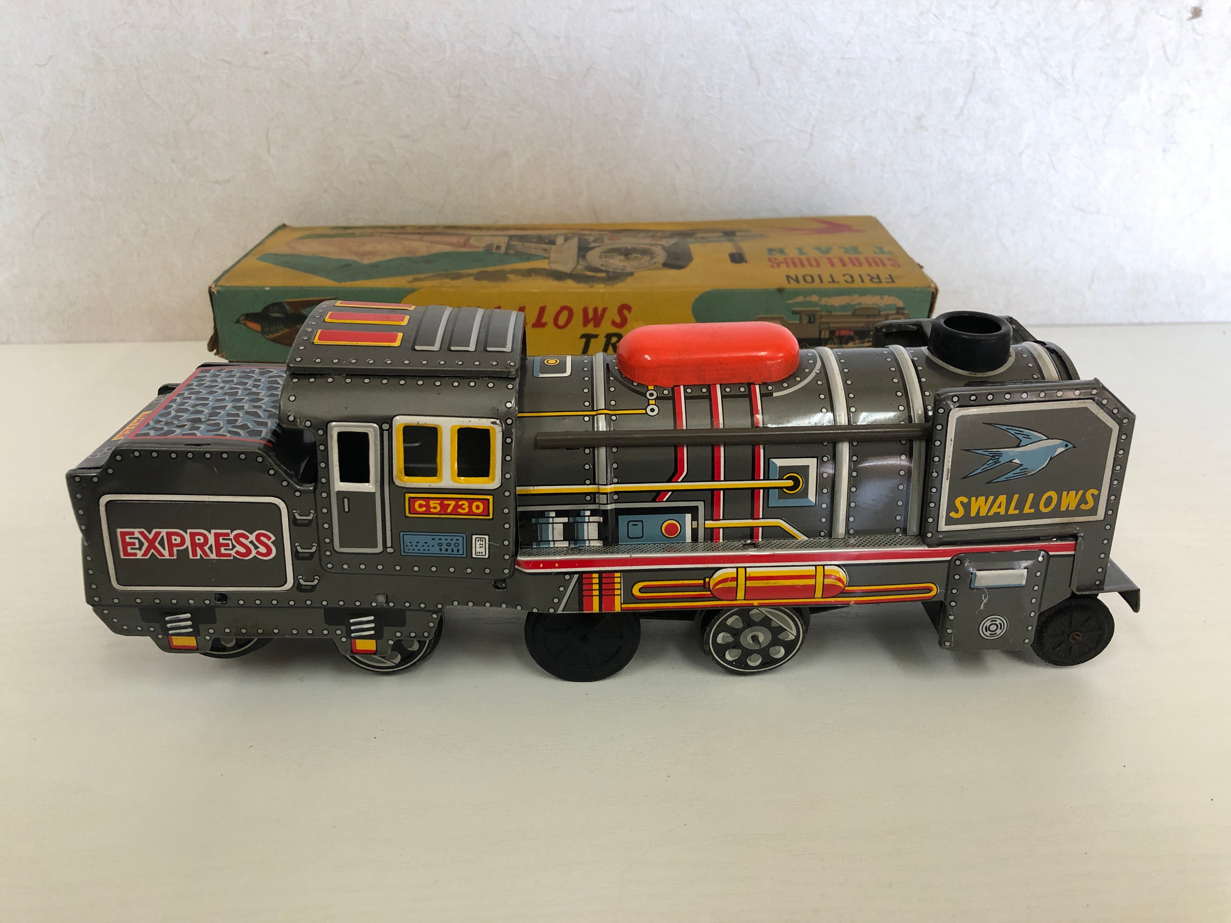 Y4139 TIN TOY Swallows Express Train vehicle railway box Japan antique  vintage