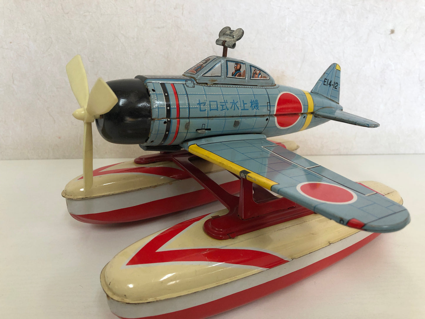 Y4141 TIN TOY Yonezawa Zero Type Seaplane Zero Fighter box Japan antique vintage