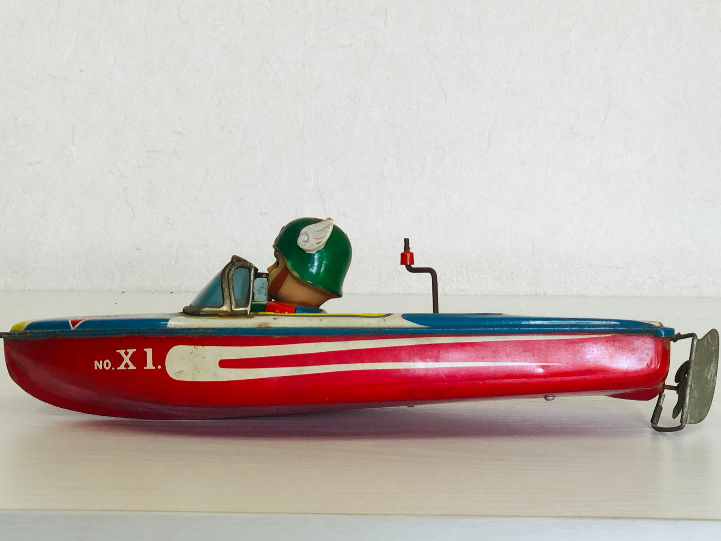 Y4144 TIN TOY Motorboat boat ship speedboat powerboat Japanese antique vintage