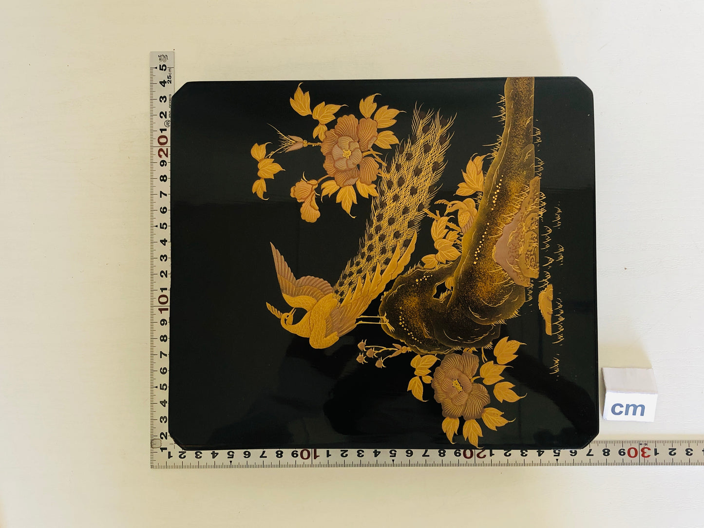 Y4167 BOX Makie Suzuri case flower bird signed Japan antique vintage storage