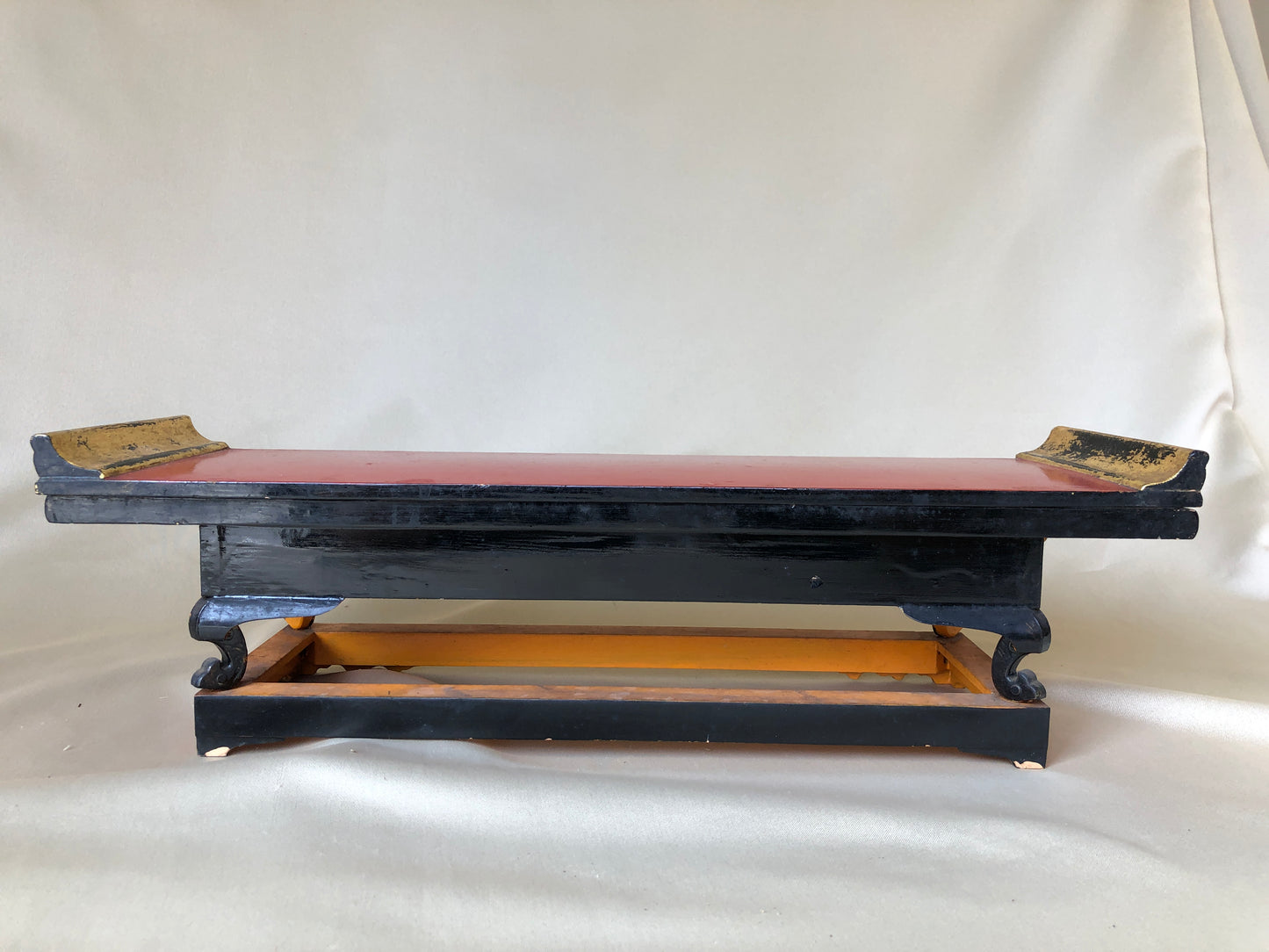 Y4202 Buddhist Altar Equipment Sutra desk vermillion Japan Buddhism antique