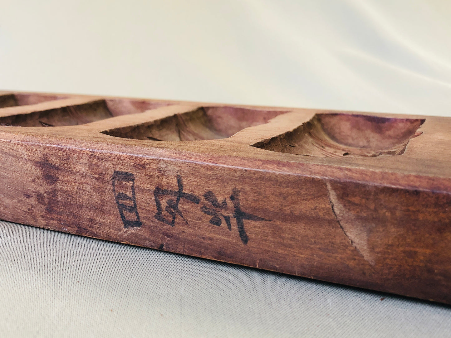 Y4223 KASHIGATA Bamboo Leaf handle Japan antique Wooden Pastry Mold wagashi