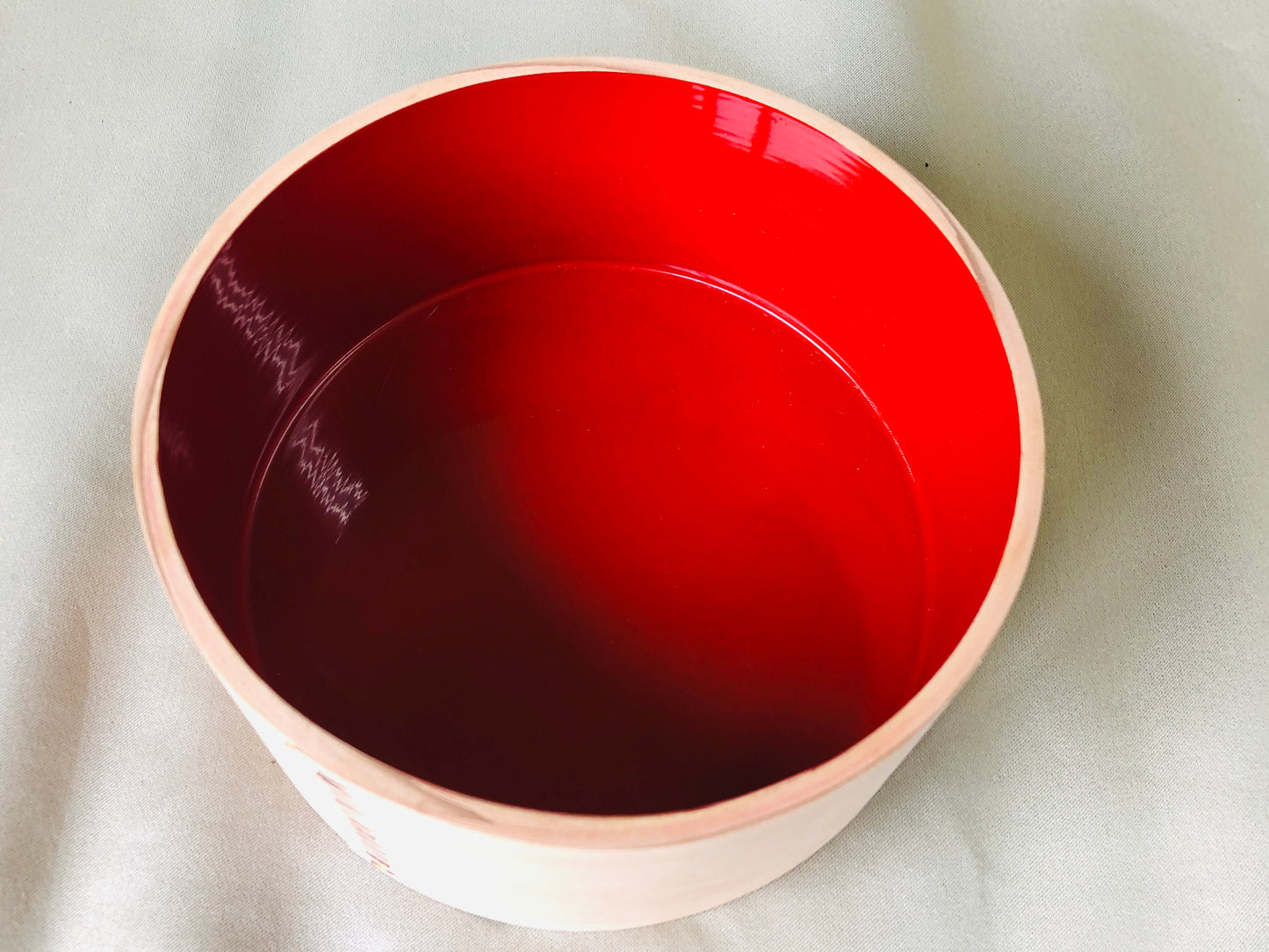 Y4258 KENSUI Bentwood work water pot vermilion inside Japanese antique vintage