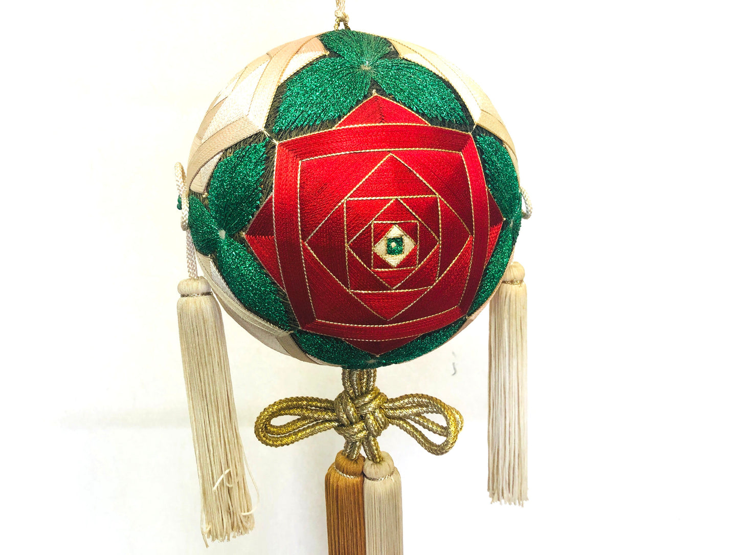 Y4273 KUSUDAMA ornamental hanging ball beautiful crochet Japan antique vintage