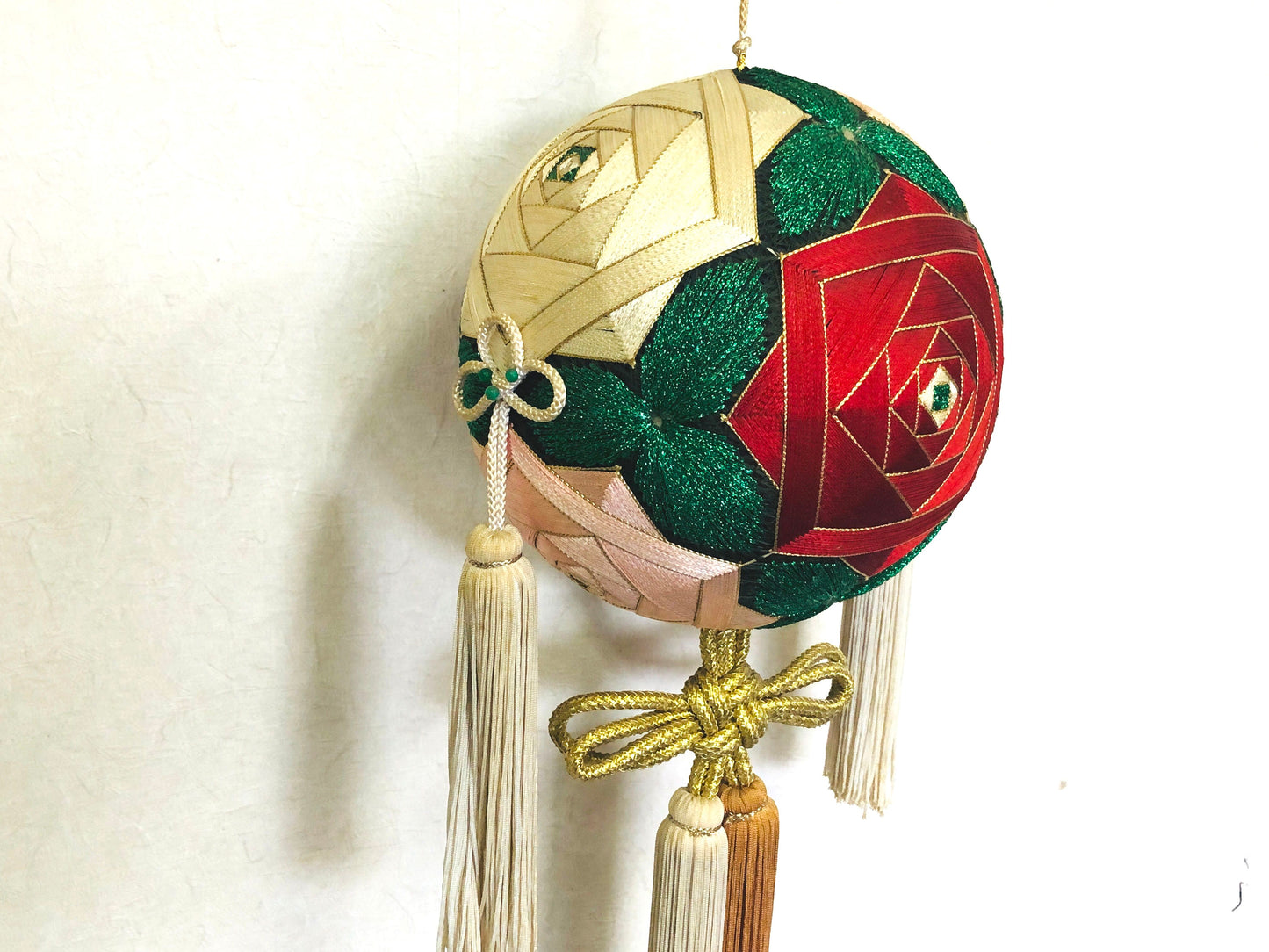 Y4273 KUSUDAMA ornamental hanging ball beautiful crochet Japan antique vintage