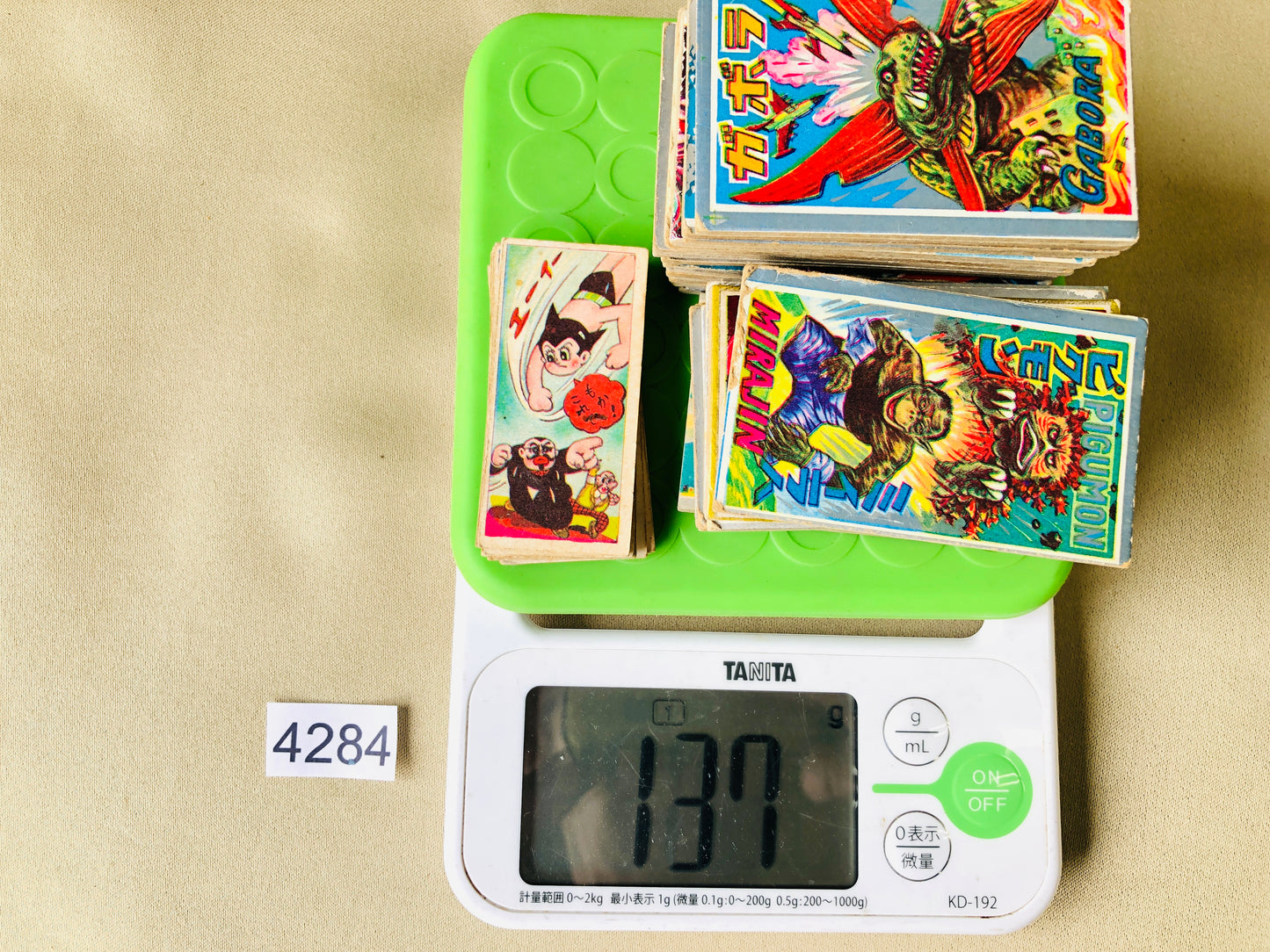 Y4284 MENKO pasteboard card game Astro Boy Godzilla set Japan antique vintage