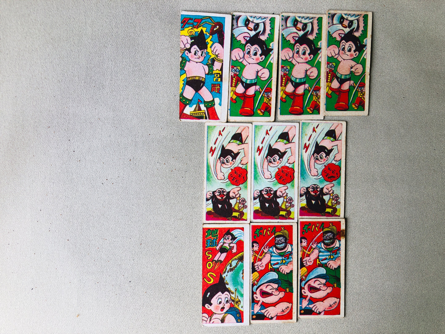 Y4284 MENKO pasteboard card game Astro Boy Godzilla set Japan antique vintage