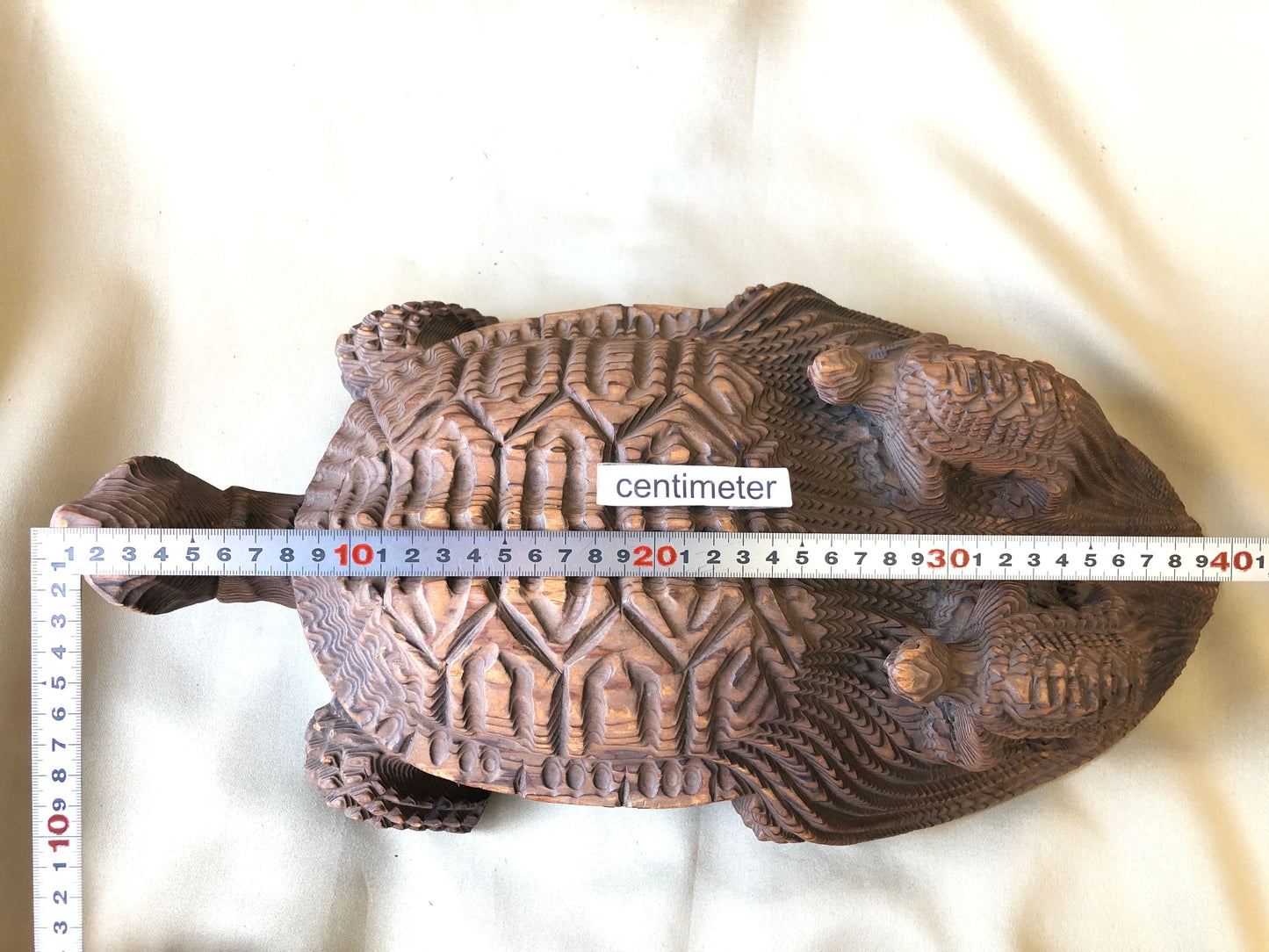 Y4288 OKIMONO wood carving Parent Child Turtle figure Japan antique vintage