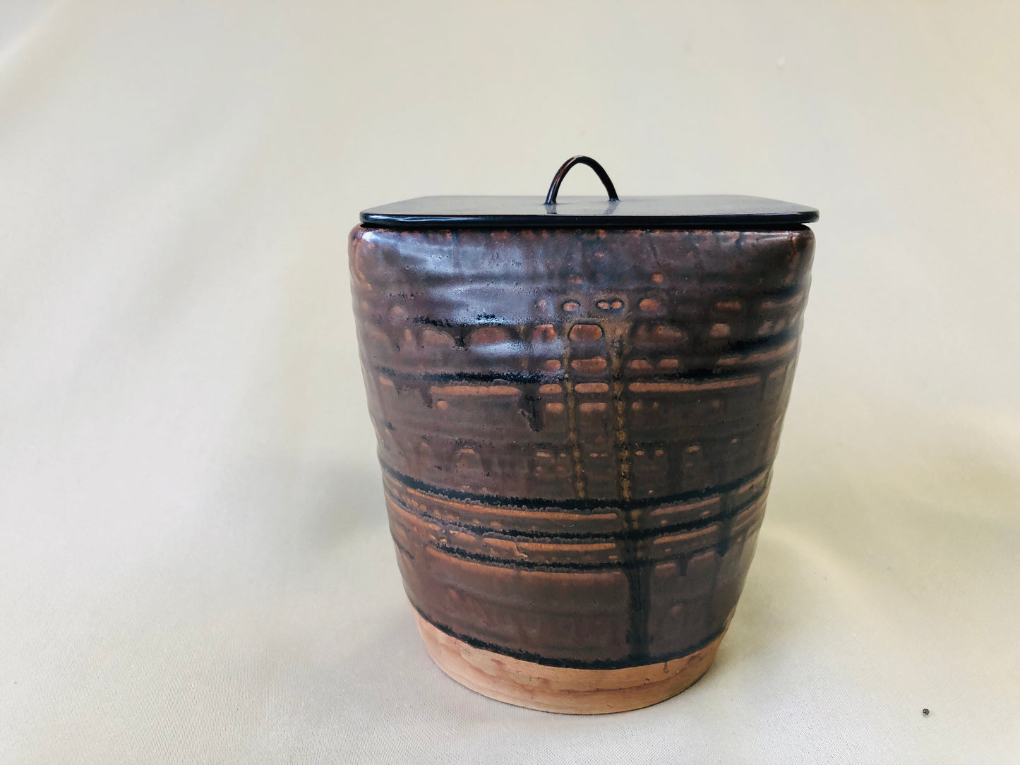 Y4354 MIZUSASHI Seto-ware water pot signed Japan Tea Ceremony antique pottery