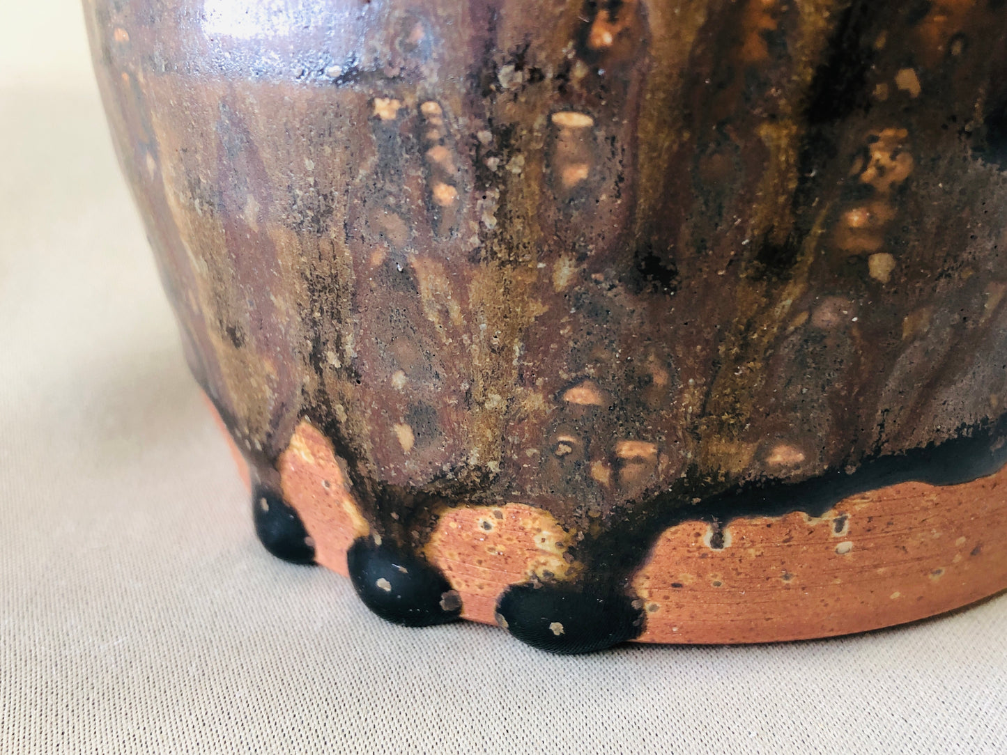 Y4354 MIZUSASHI Seto-ware water pot signed Japan Tea Ceremony antique pottery