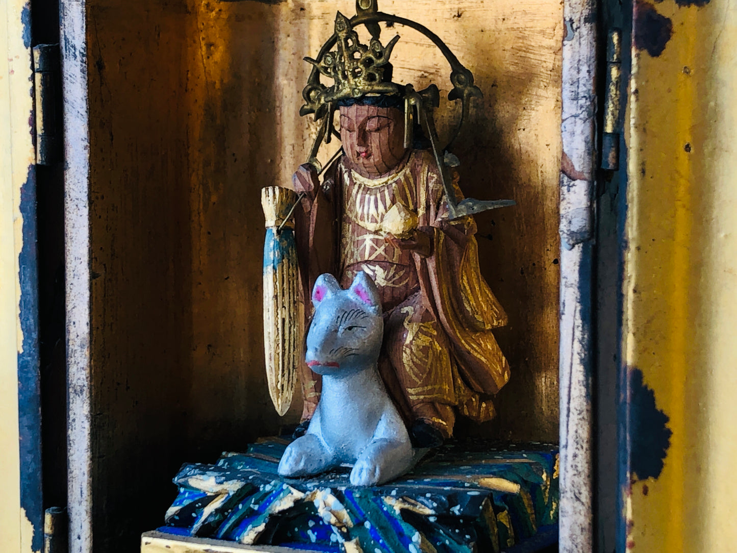 Y4365 STATUE Dakini Buddhist goddess figure shrine Japan vintage antique