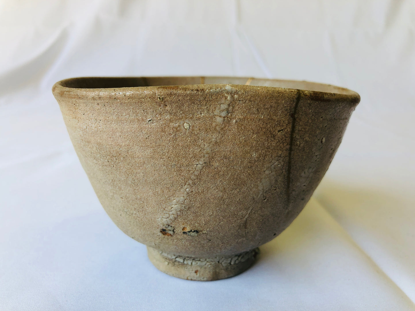 Y4380 CHAWAN Karatsu-ware box kintsugi Japan antique tea ceremony pottery bowl