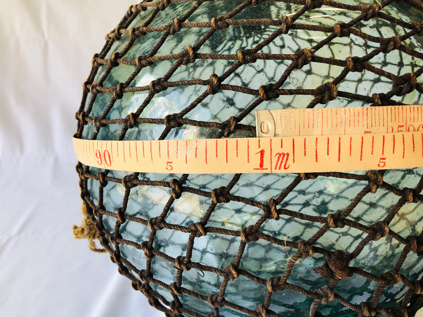 Y4406 FLOAT Glass Floating Ball fishing bouy net Japanese antique vintage Japan