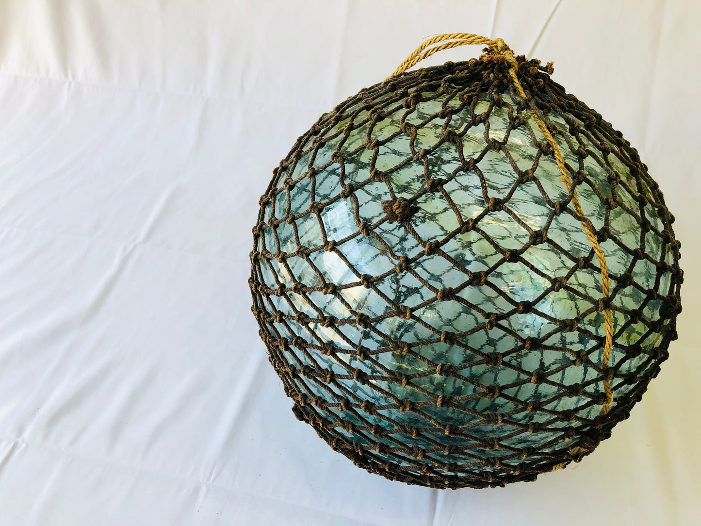 Y4406 FLOAT Glass Floating Ball fishing bouy net Japanese antique vintage Japan