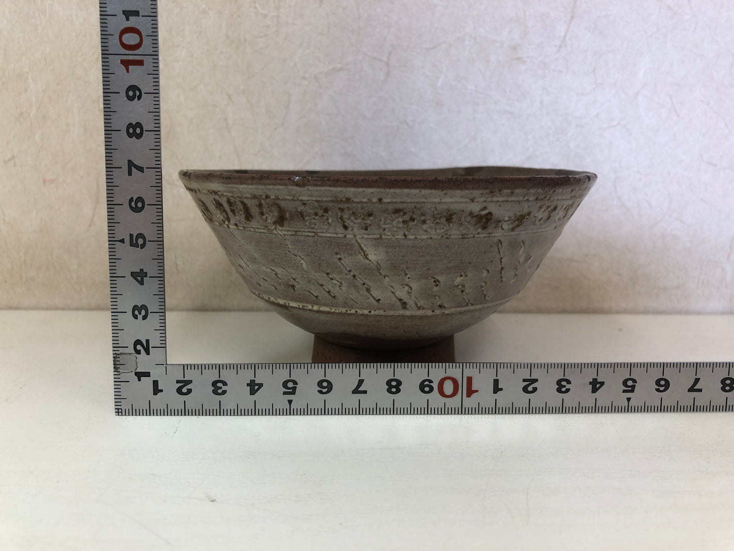 Y4428 CHAWAN Mishima bowl kintsugi Japan antique tea ceremony pottery cup